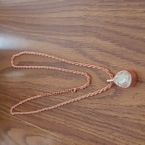 Delicate Rose Gold Teardrop Crystal Pendant Necklace
